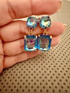 Love Stylize NWOT Gold-Tone Blue Crystal Drop Earrings - Women Jewelry